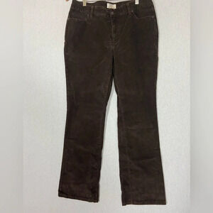 St.  Johns Bay Pants Women Brown Corduroy Straight Leg Cotton Pockets Sz 12